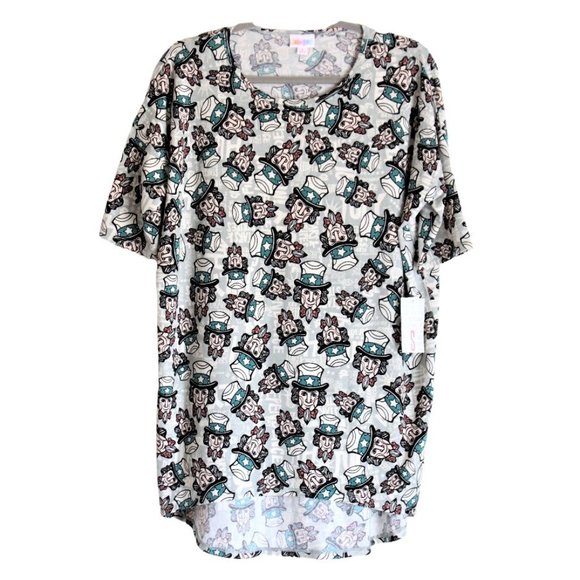 Patriot "Uncle Sam" Tunic Top LulaRoe IRMA Small USA Americana High Low Casual - Picture 8 of 8